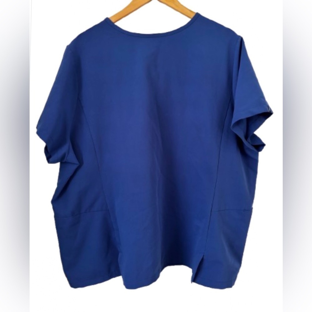 Januu blue S/S v nk scrub top w 2 Frnt Pckts & 2 bk vnts WM 2X utility medical - Picture 2 of 7